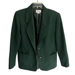 90s Napa Studio Blazer‎ Womens 8 Dark Green Jacket Dark Academia Minimalist Chic